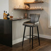 Reims High Leather & steel stool with back (Grey)