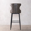 Reims High Leather & steel stool with back (Grey)