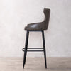Reims High Leather & steel stool with back (Grey)