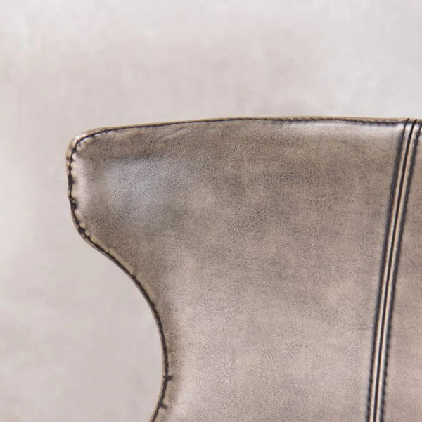 Reims High Leather & steel stool with back (Grey)