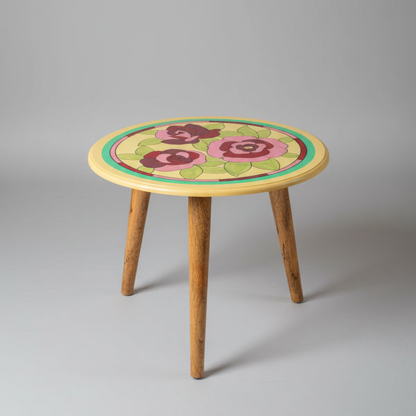 Renton Hand Painted Round Small Coffee Table - Mango Wood