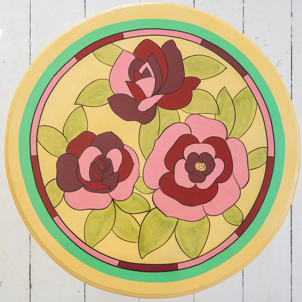 Renton Hand Painted Round Small Coffee Table - Mango Wood