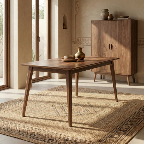 Richard Solid Wood 4 Seater Dining Table With Cushioned Chairs