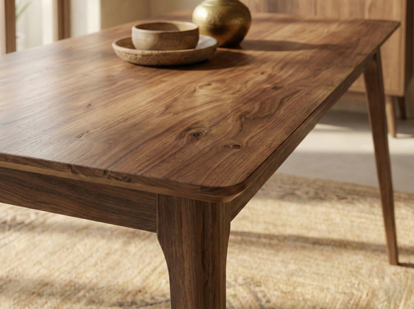 Richard Solid Wood 4 Seater Dining Table With Cushioned Chairs