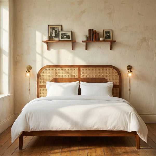 Rio Luxury Solid Wood Rattan Bed - All Sizes