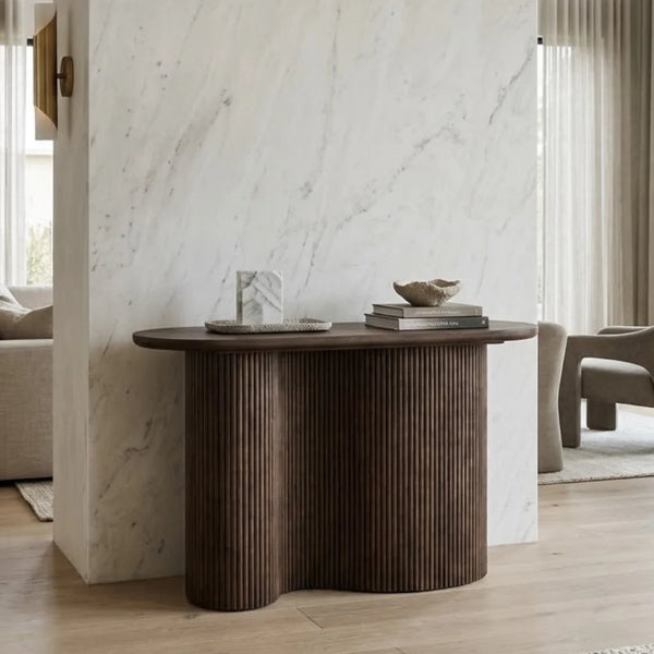 Riverside Solid Wood Fluted Console Table