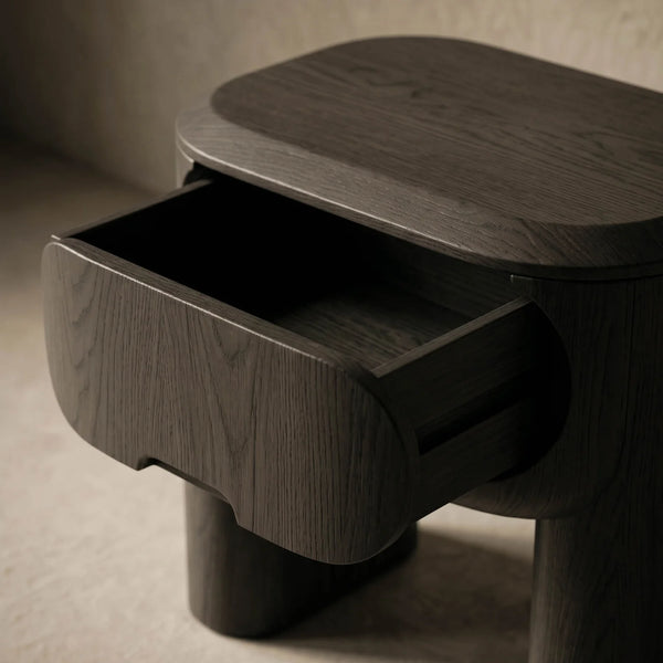 Rotterdam Oak Wood Bedside Table With 1 Drawer