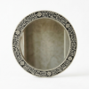Bone Inlay Round Floral Black White Wall Mirror Frame