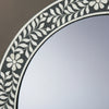 Bone Inlay Round Floral Black White Wall Mirror Frame