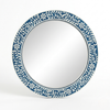 Bone Inlay Round Floral Blue Vanity Wall Mirror