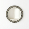 Bone Inlay Round Wall Mirror / Lattice Black