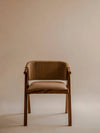 Modern Solid Wood & Leather Arm Chair - Brown Finish