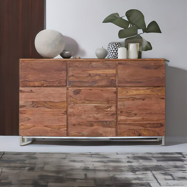 Classic Sheesham Wood Textured Natural Finish Sideboard