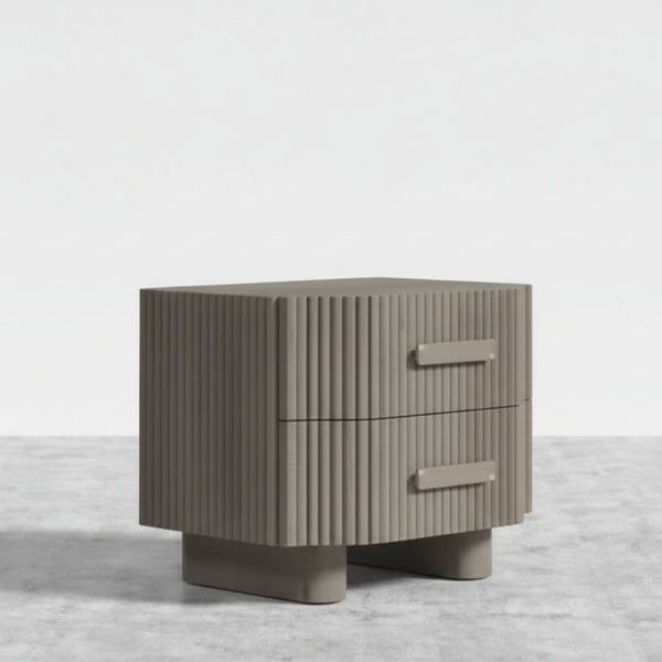 Stria Modern Oak Wood Bed Side Table (Grey Finish)