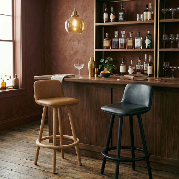 Sandown Modern Wooden Bar Chairs with Backs Fabric