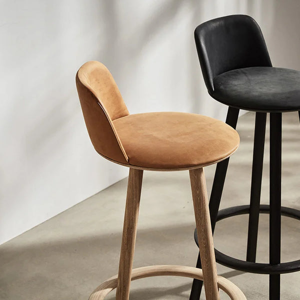 Sandown Modern Wooden Bar Chairs with Backs Fabric