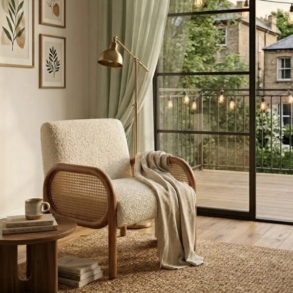 Santander Rattan Solid Wood Arm Chair