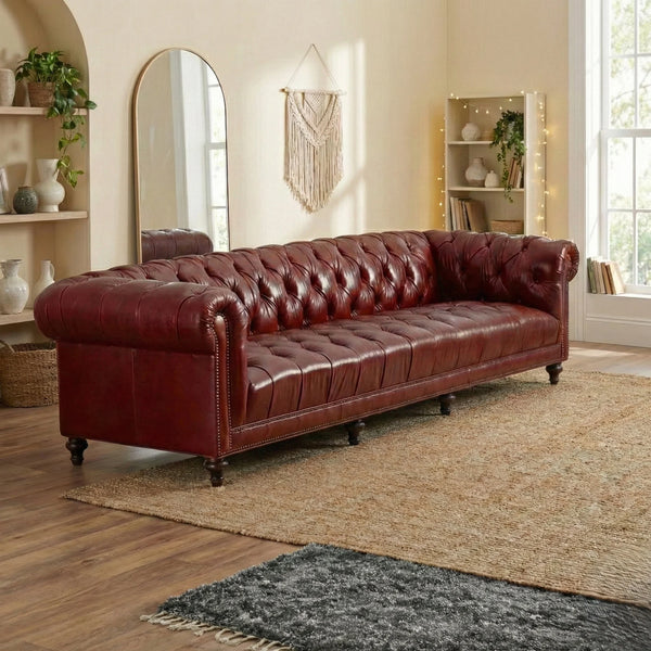 Scarlet Chesterfield 4- Seater Leather Sofa