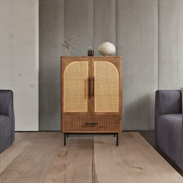 Rattan Dark Mango Wood Small Sideboard