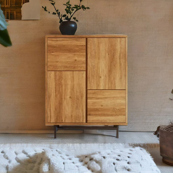 Modern Mango Wood Tall 2 Door Small Side Board