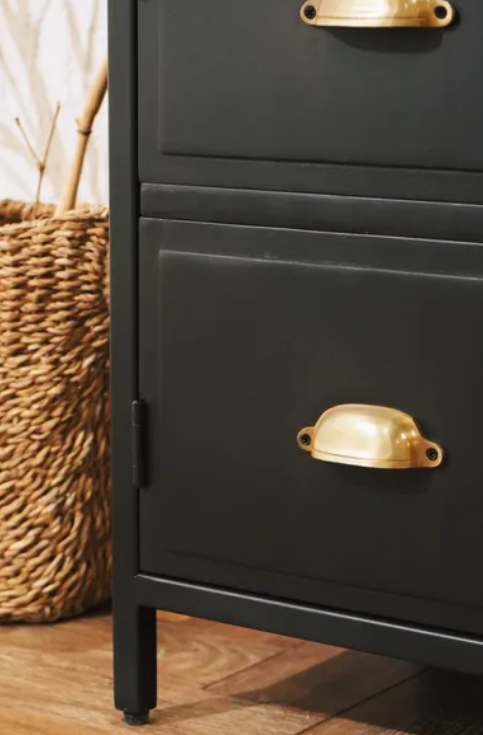 Modern Mango12 Drawer Tall Sideboard, Black