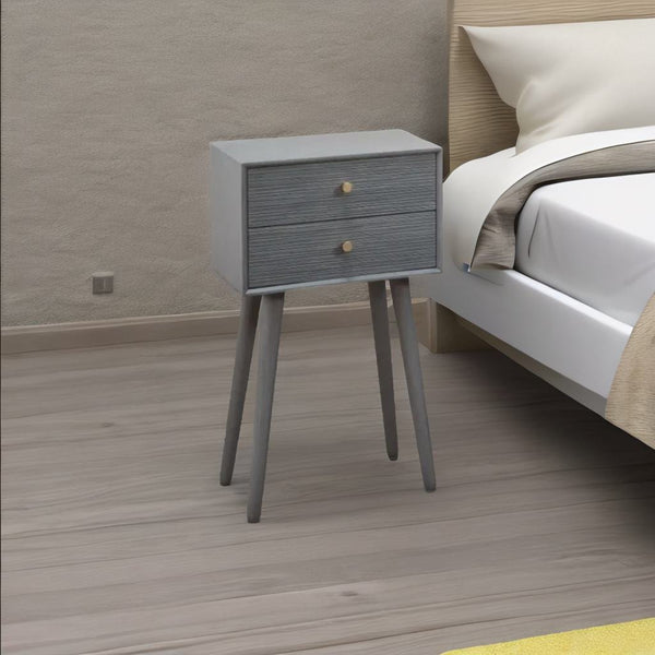 Modern Mango Wood Bed Side Table Grey