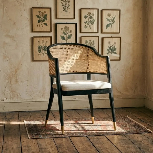 Seisia Classic Rattan Solid Wood Arm Chair 
