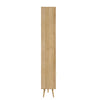 Tall wooden cabinet with a white background