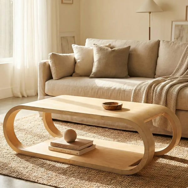 Serta Acacia Wood Curve Coffee Table