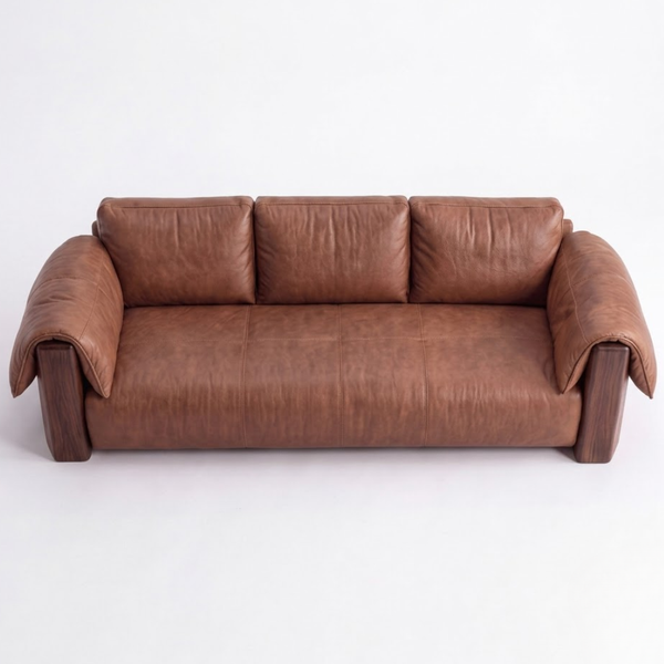 Seville Solid Wood Leather Sofa