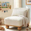 White comfy kids solid wood boucle fabric accent chair 