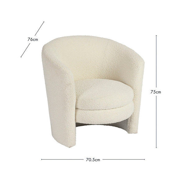 Tiny Throne Kids Sofa Chair In White Boucle Fabric