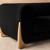 Modern Curve Solid Wood 3 Seater Fabric Sofa - Black Finish
