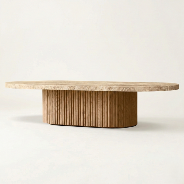 Sora Oak Wood & Emperador Marble Coffee Table