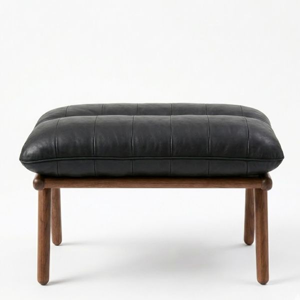 Sterkstroom Leather Foot Stool In Charcoal