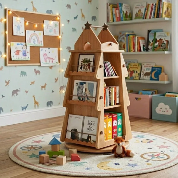 Story Branch Kids Rotating Bookshelf And Organizer 