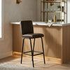 Strasbourg High Leather & Steel stool with back (Dark Olive)