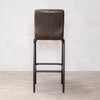 Strasbourg High Leather & Steel stool with back (Dark Olive)