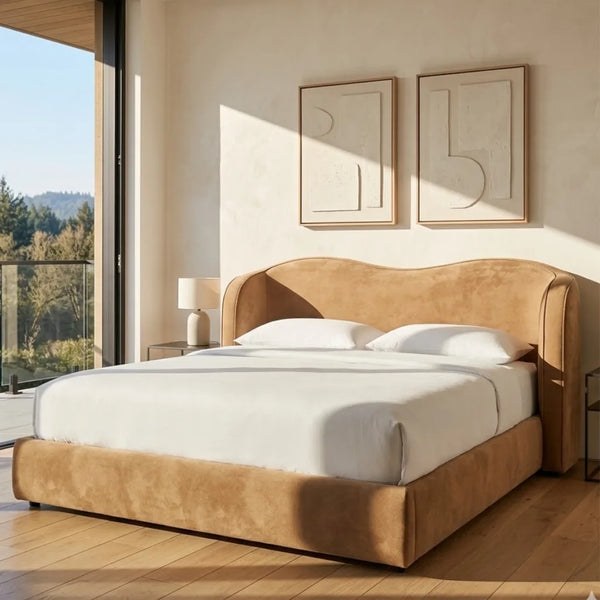 Modernvelvet fabric upholstered bed 