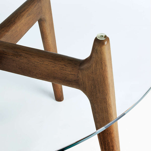 Classic Solid Sheesham Wood and Glass Top Dining Table