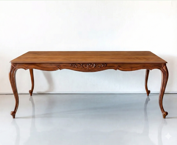 Luxury French Solid Teak Wood Dining Table Set - 4 Seater, 6 Seater, 8 Seater - All Sizes