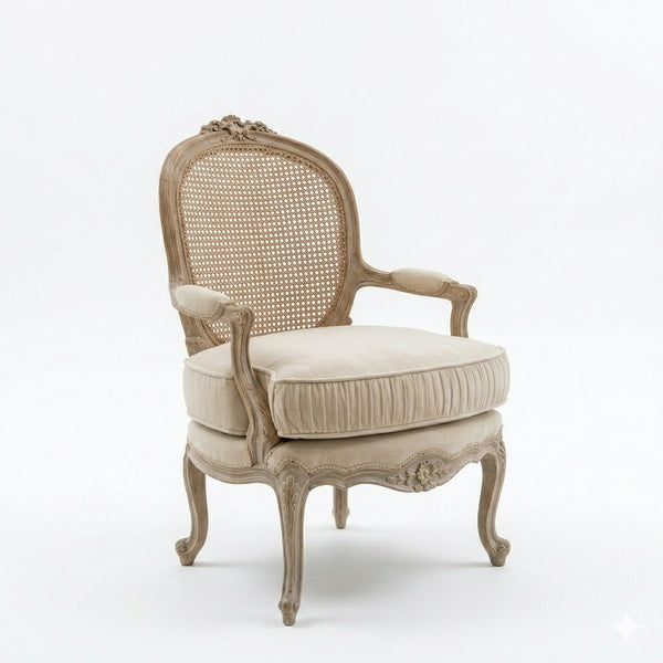 Thionville Teak Wood Rattan 1 Seater Sofa