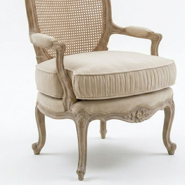 Thionville Teak Wood Rattan 1 Seater Sofa