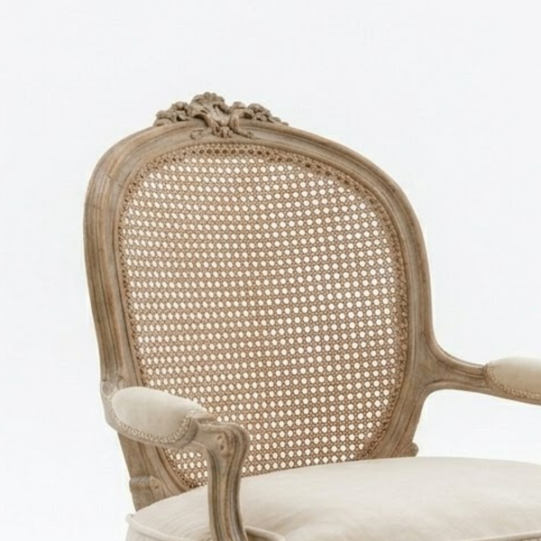 Thionville Teak Wood Rattan 1 Seater Sofa