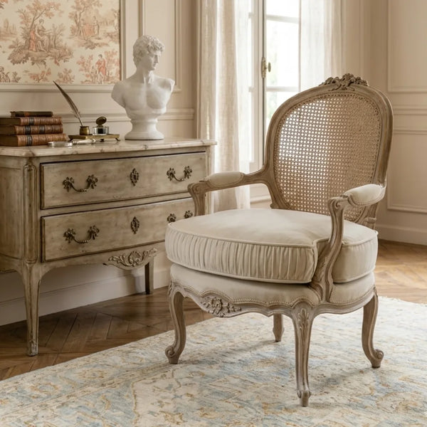 Thionville Teak Wood Rattan 1 Seater Sofa 