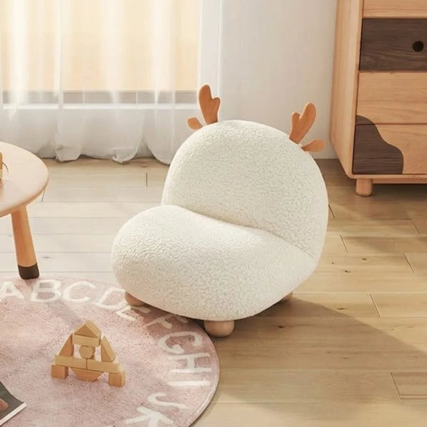Deer inspired kids boucle sofa ,white finish