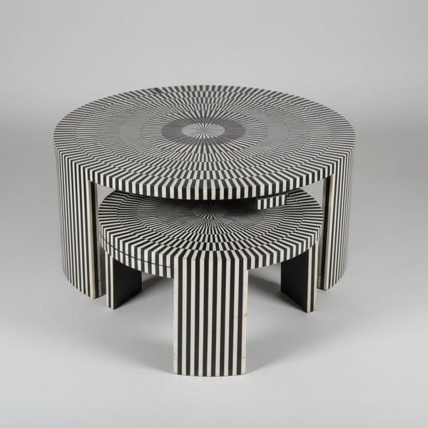 Toluca Acrylic Inlay Nesting Coffee Table Monochrome