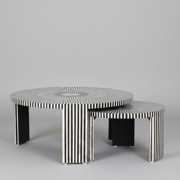 Toluca Acrylic Inlay Nesting Coffee Table Monochrome