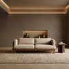 Toulouse 3 Seater Teak Wood Fabric Sofa