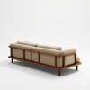 Toulouse 3 Seater Teak Wood Fabric Sofa